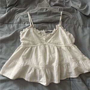 Women's White Ruffled Top